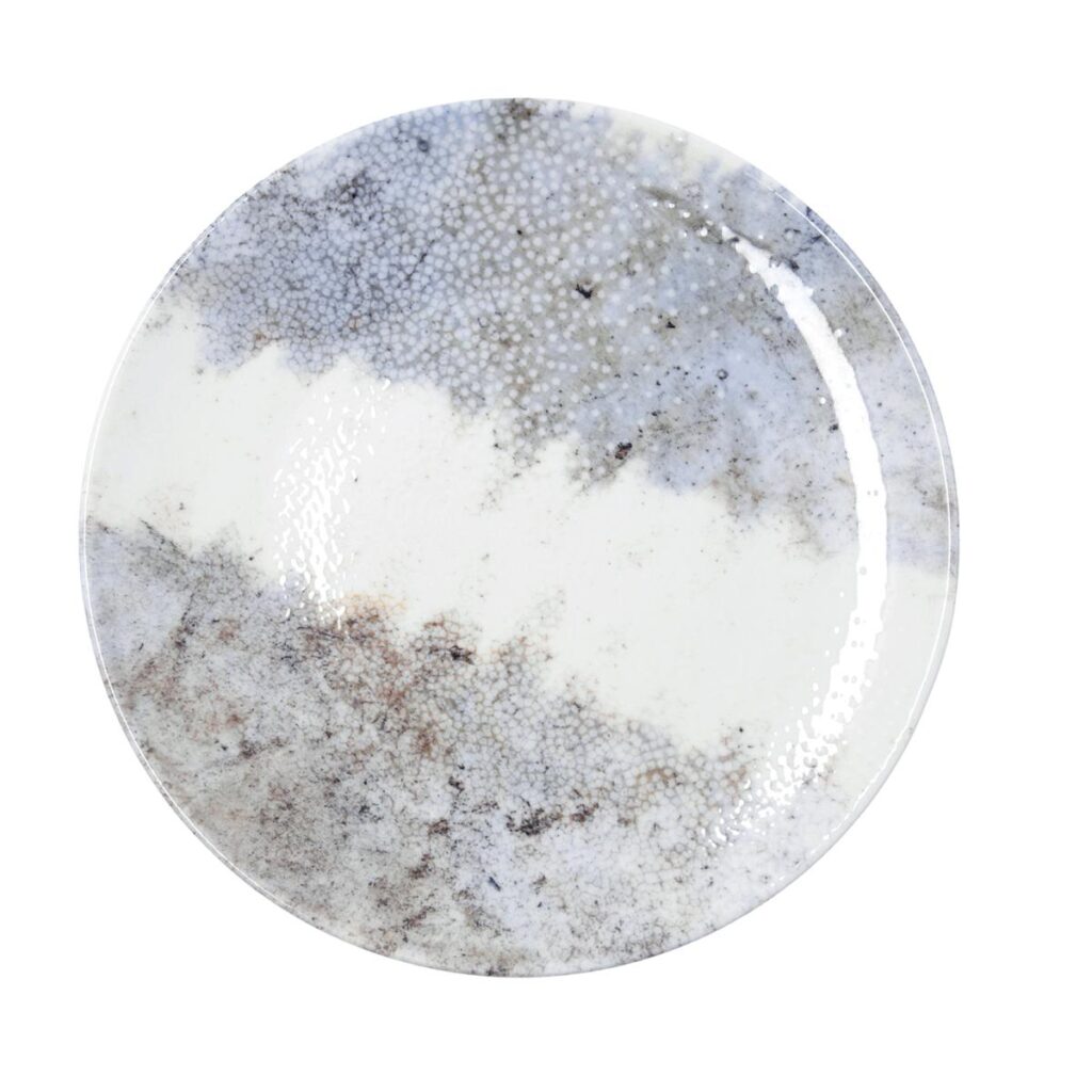 Plato pizza 30cm porcelana blanca azul marrón Polaris Hydrozero Bidasoa