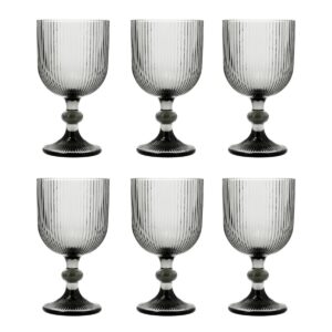 Juego 6 copas 37cl vidrio tallado gris Fosil Bidasoa