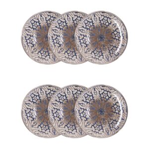 Juego 6 platos llanos 25cm porcelana decorada Deneb Hydrozero Bidasoa