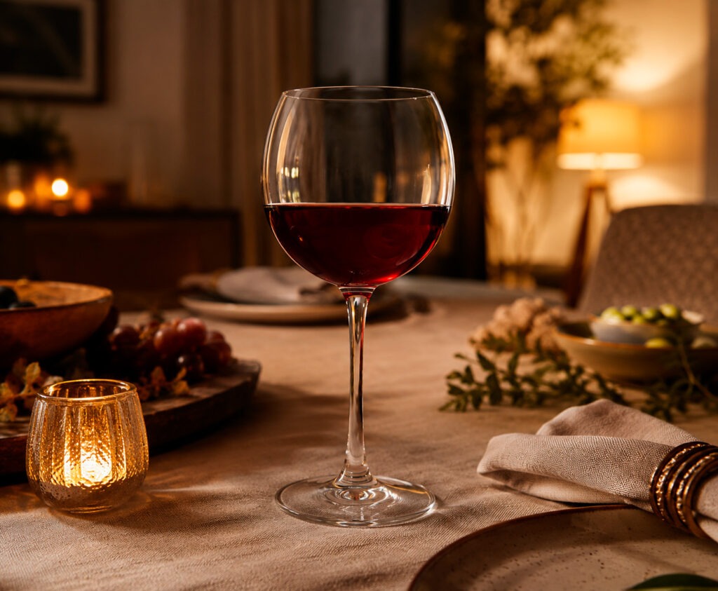 Copas de vino de cristal para vino tinto, blanco, rosado y espumoso sobre una mesa elegante | Oh'Gar