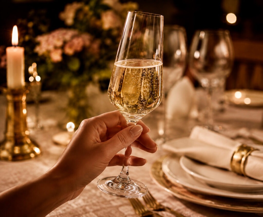 Copas de vino de cristal para vino tinto, blanco, rosado y espumoso sobre una mesa elegante | Oh'Gar