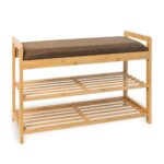 BANCO ZAPATERO DOS ALTURAS 70X30X50CM MADERA BAMBÚ Y POLIÉSTER MOA VINTHERA