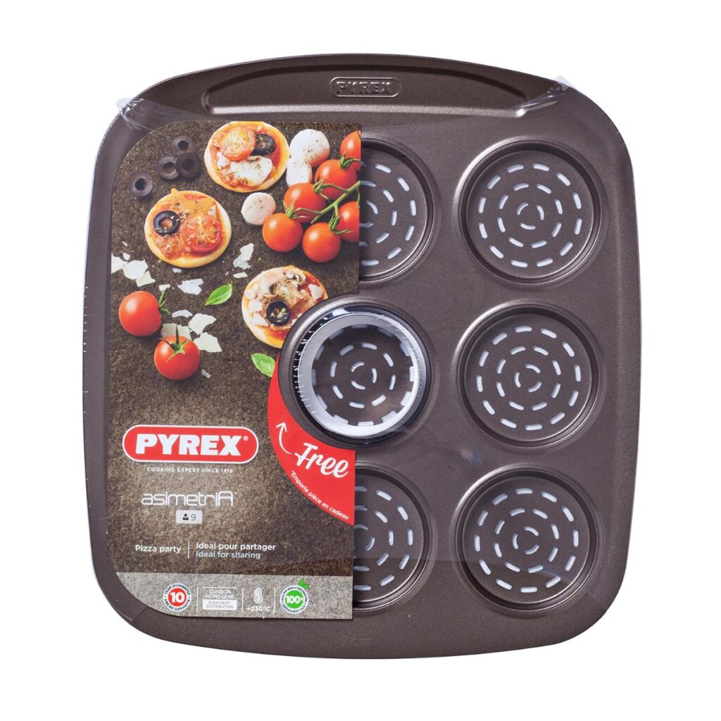 BANDEJA 9 MINI PIZZAS ACERO ASIMETRÍA PYREX®