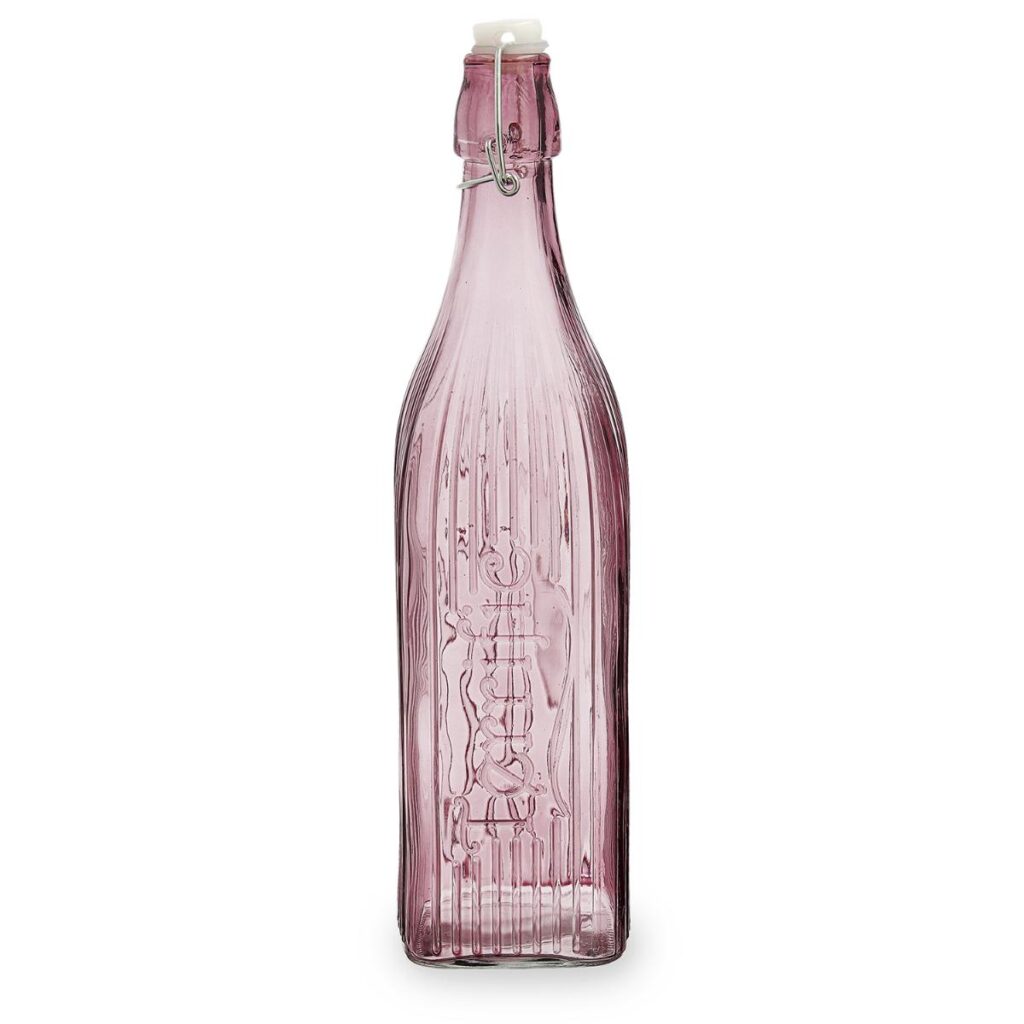 Botella vidrio con tapón 1L rosa Viba Quid
