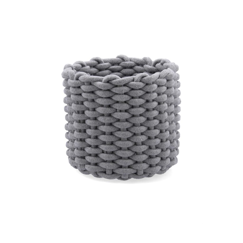 CESTA MULTIUSOS NUDOS 23X21CM ALGODÓN Y POLIÉSTER GRIS MOA VINTHERA