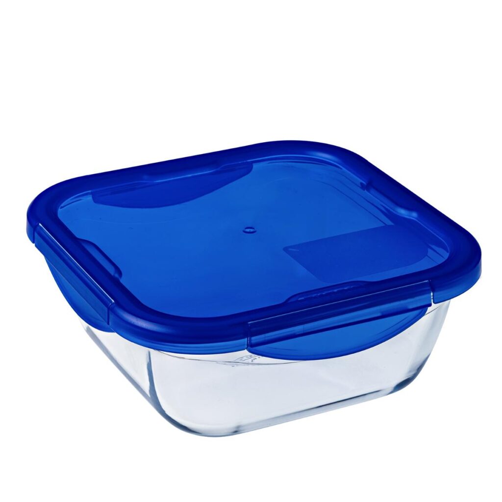 HERMÉTICO CUADRADO 16X16CM 85CL VIDRIO TAPA AZUL COOK&GO PYREX®