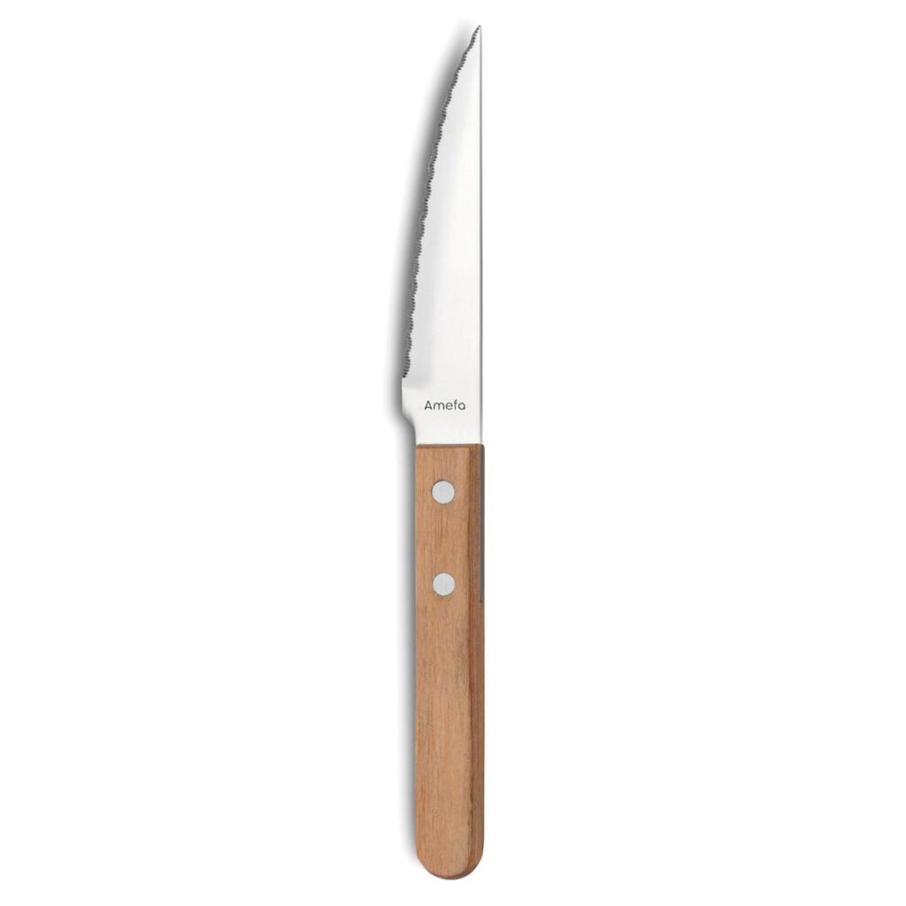 CUCHILLO STEAK ACERO INOXIDABLE MANGO MADERA PIZZA BOIS AMEFA