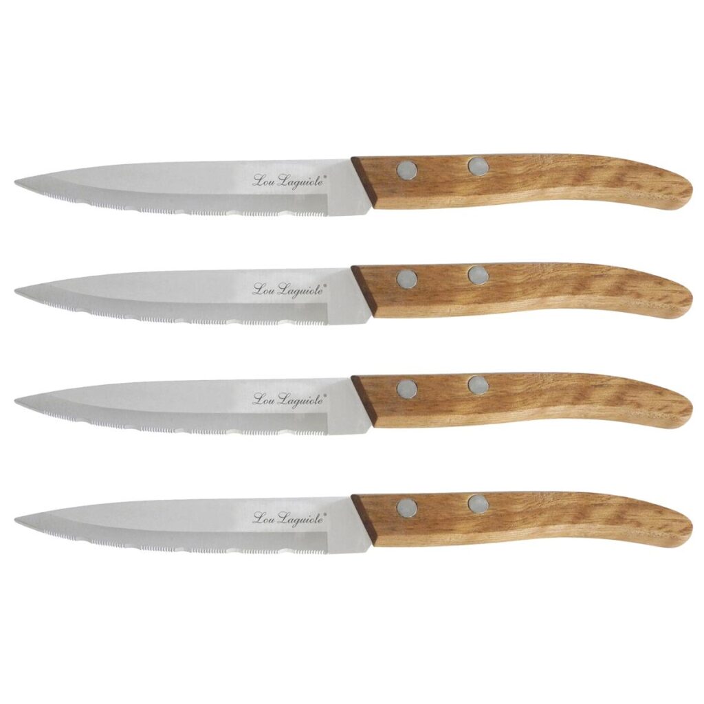 JUEGO 4 CHULETEROS INOX MANGO MADERA FOREST LOU LAGUIOLE