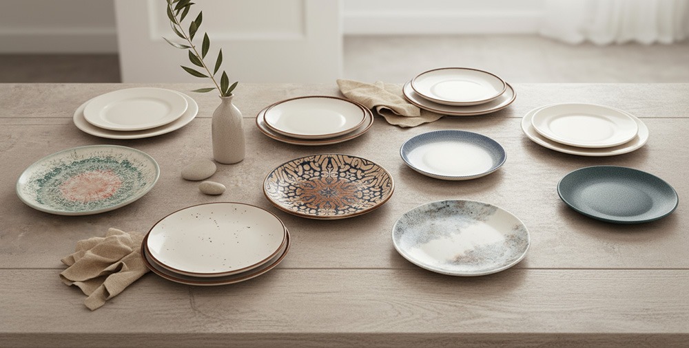 Vajilla de porcelana Bidasoa completa montada en mesa de comedor moderna