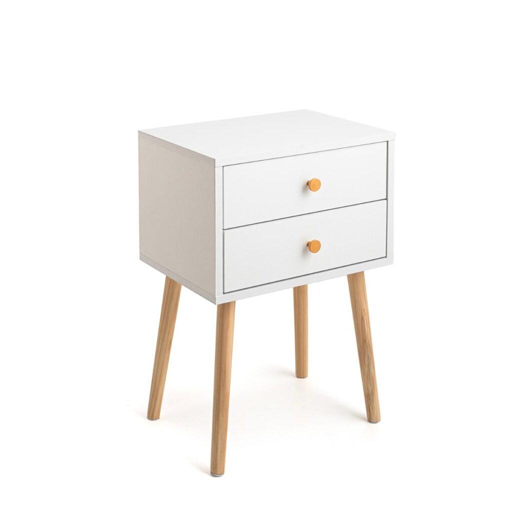 MESILLA 2 CAJONES 40X30X62,5CM MADERA BLANCA MOA VINTHERA