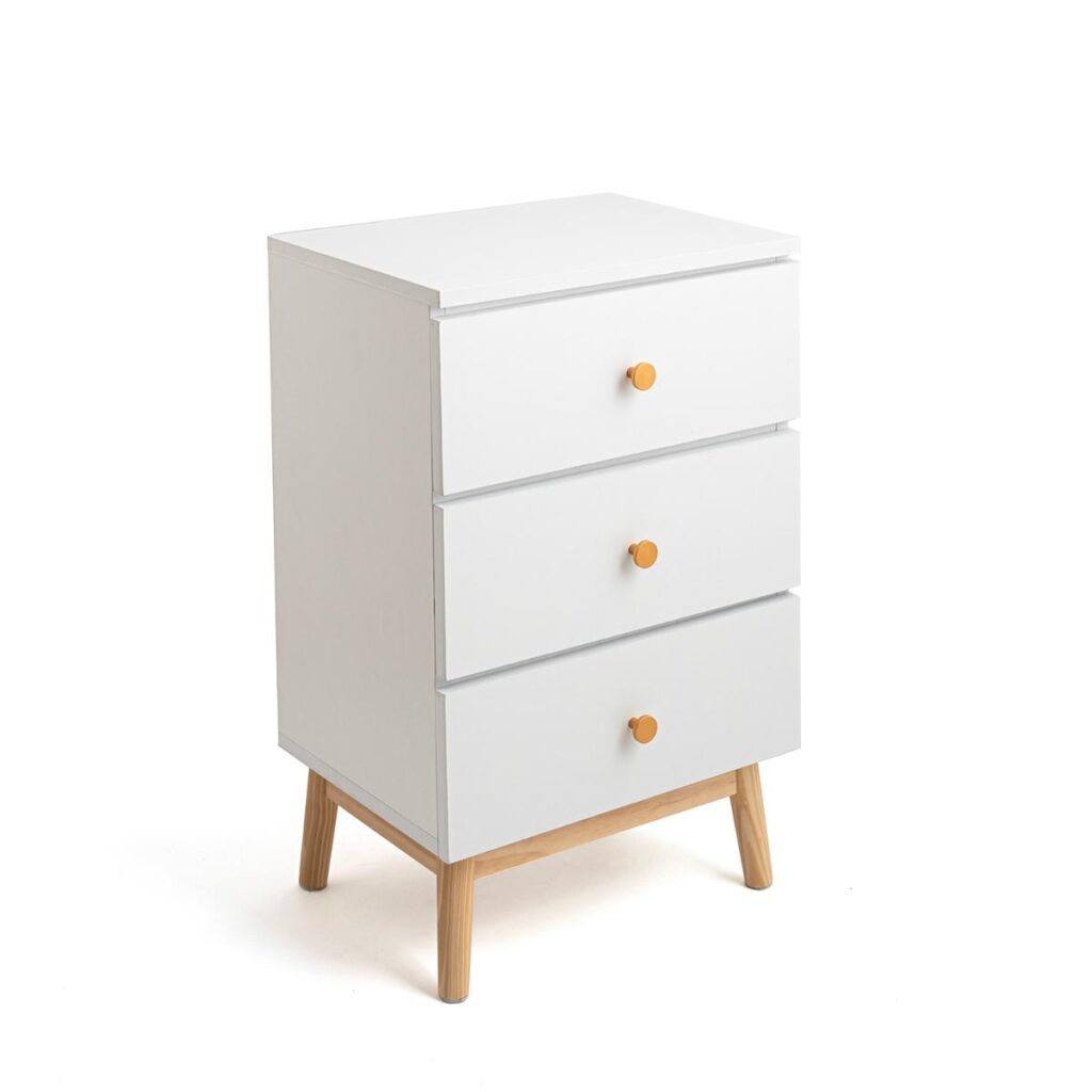 MESILLA 3 CAJONES 40X30X64,3CM MADERA BLANCA MOA VINTHERA