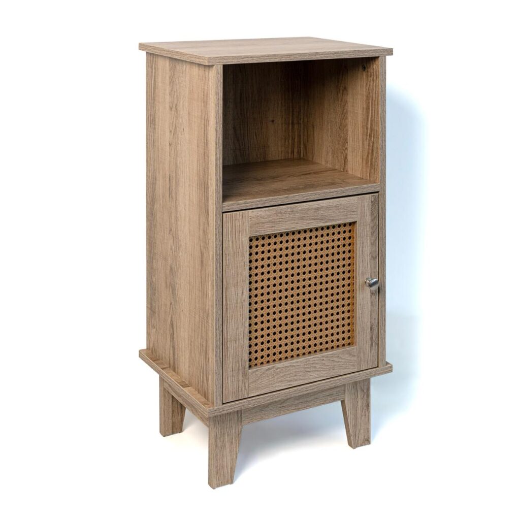 MUEBLE AUXILIAR CON PUERTA 40X30X80CM MADERA Y MELAMINA GRIS/ROBLE MOA VINTHERA