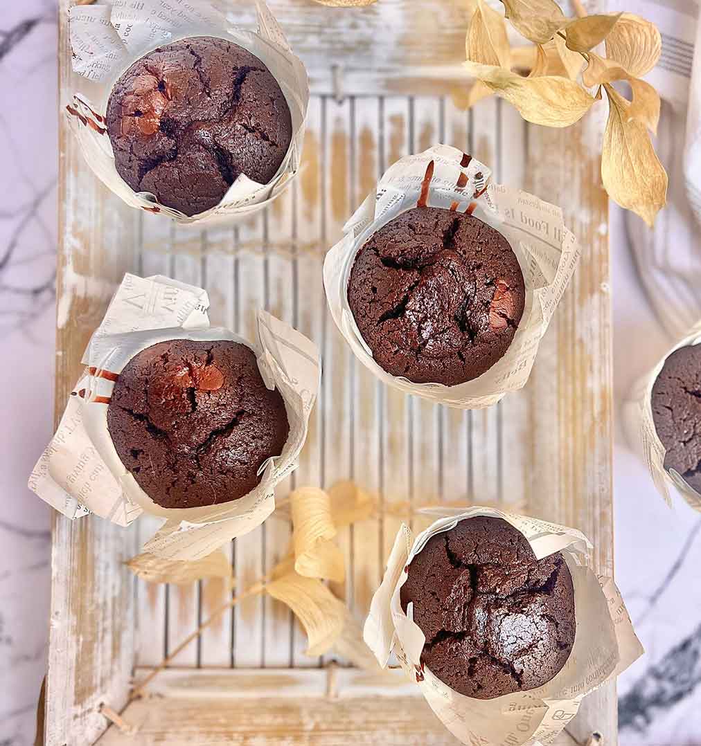 Muffins de chocolate virales. Receta casera y rápida