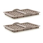 JUEGO 2 MOLDES PARA GOFRES SILICONA MARRÓN CRETA QUID