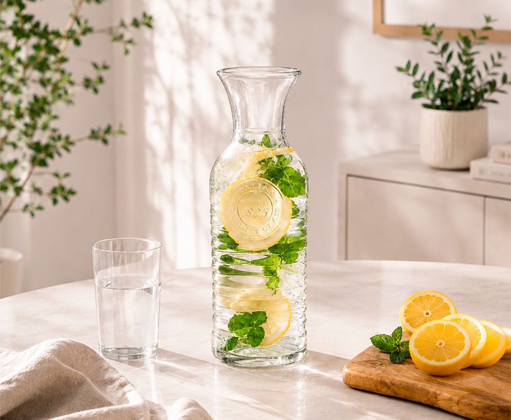 Una jarra de cristal como elemento funcional y decorativo