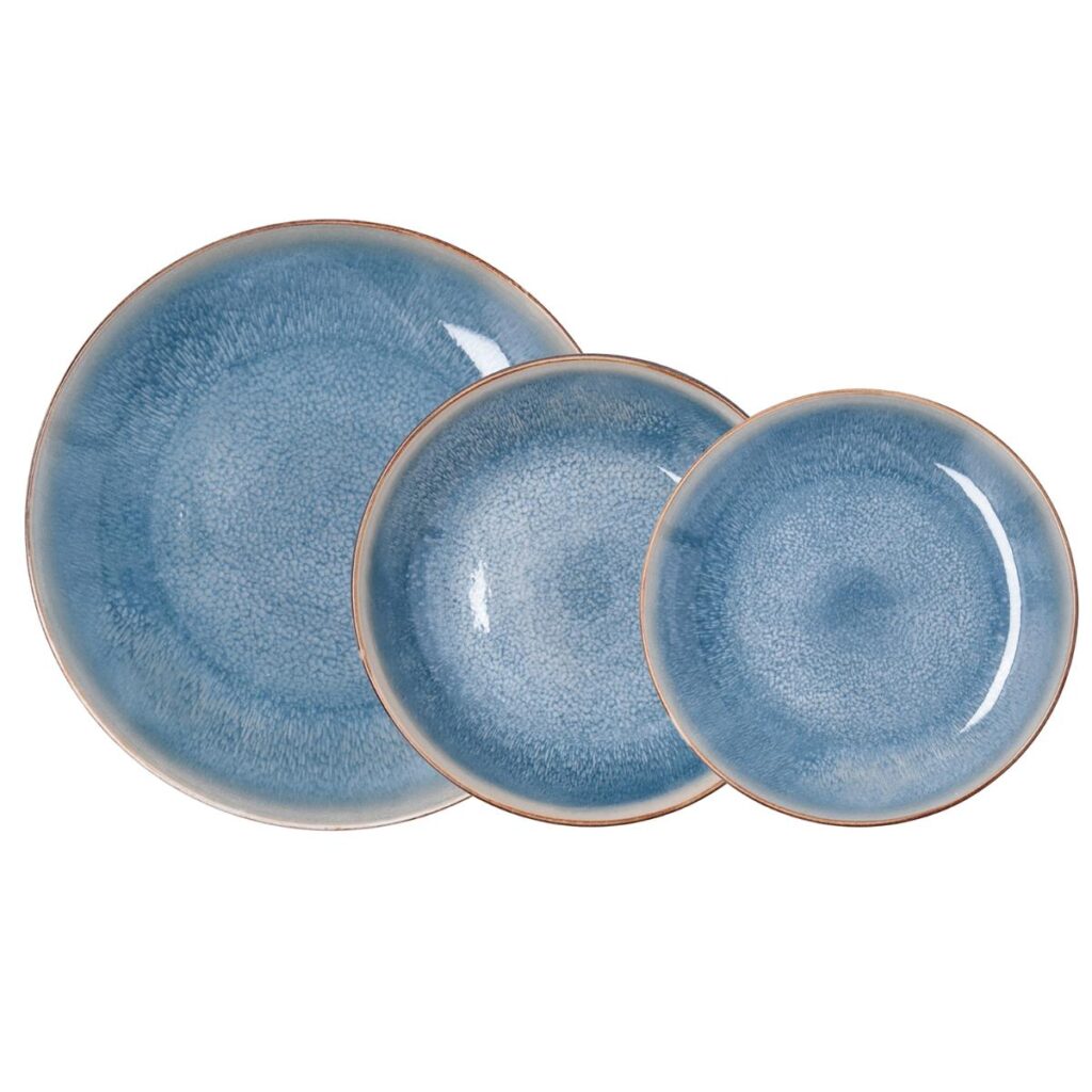 VAJILLA 12 PIEZAS PORCELANA AZUL AURA BIDASOA