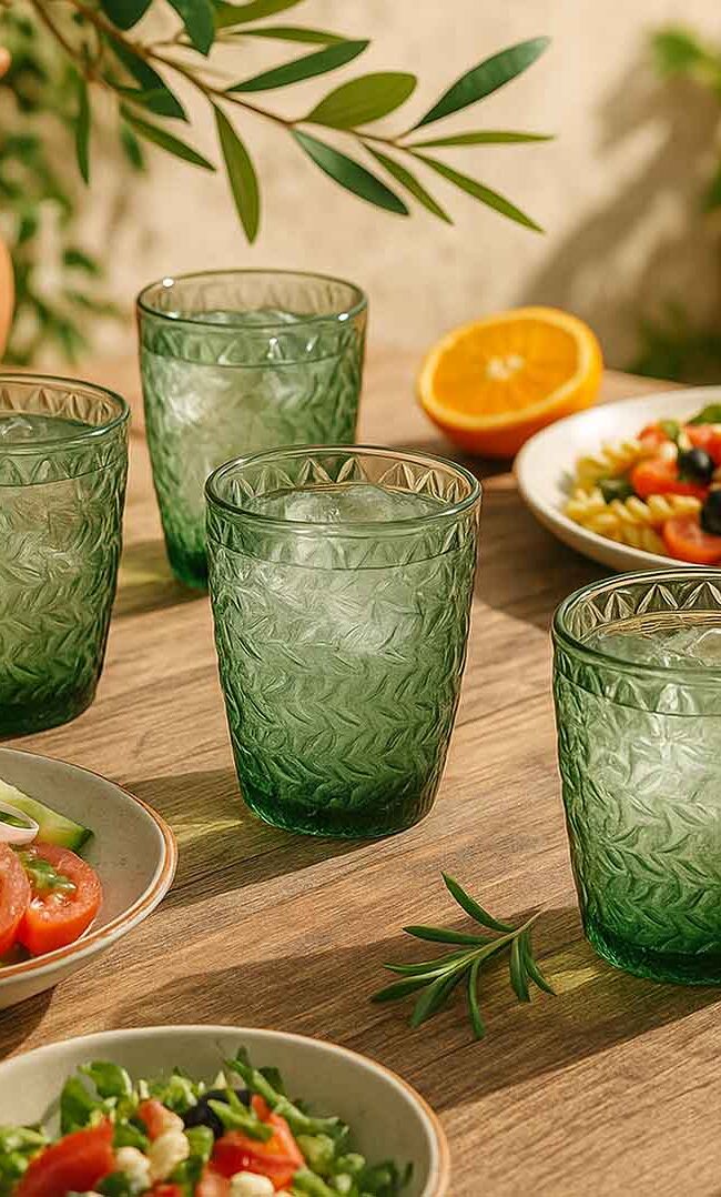 Vasos verdes: color y toque original en tu mesa
