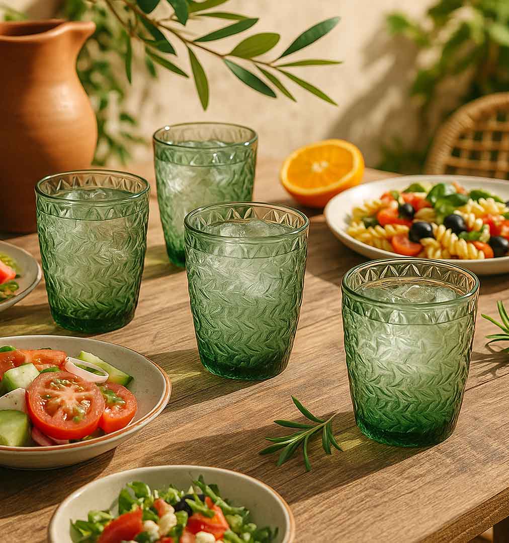 Vasos verdes: color y toque original en tu mesa
